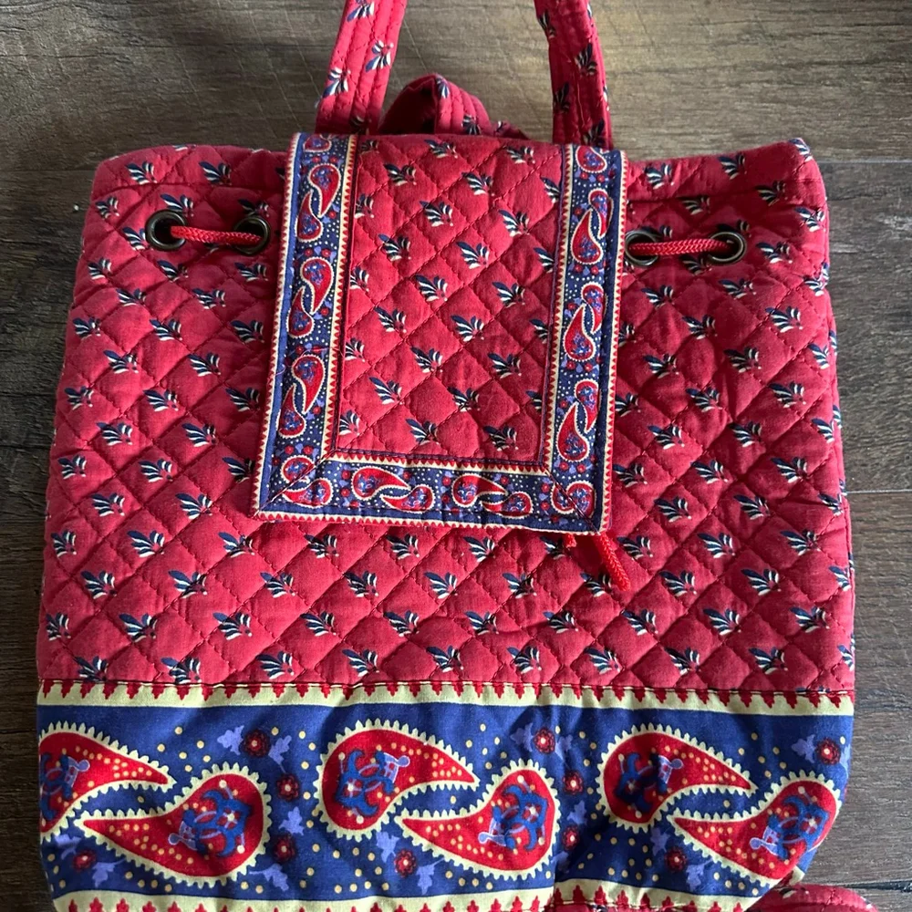 Women's Taylor Layne Quilted Backpack Red Blue Paisley NWT